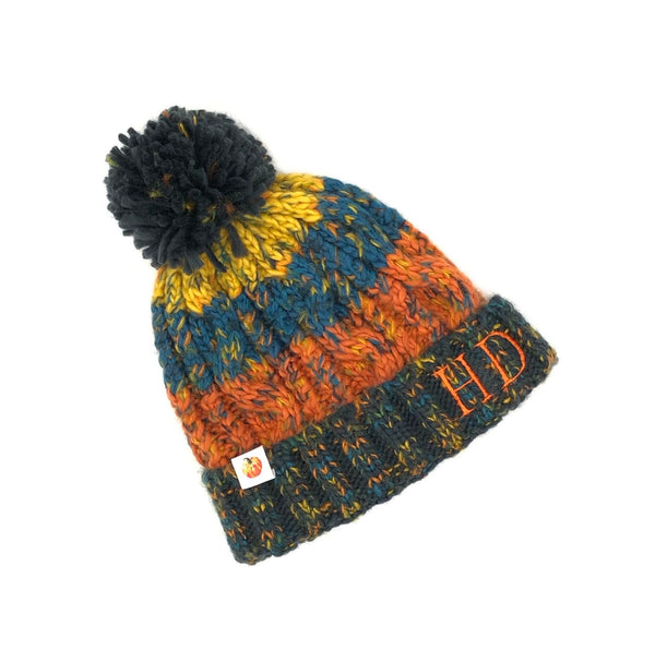 Pumpkin Kids Personalised Corkscrew Pom Pom Beanie