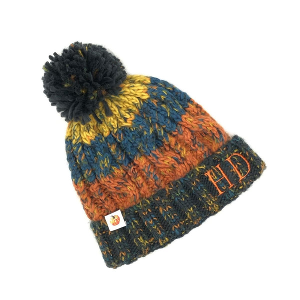 Pumpkin Baby Personalised Corkscrew Pom Pom Beanie