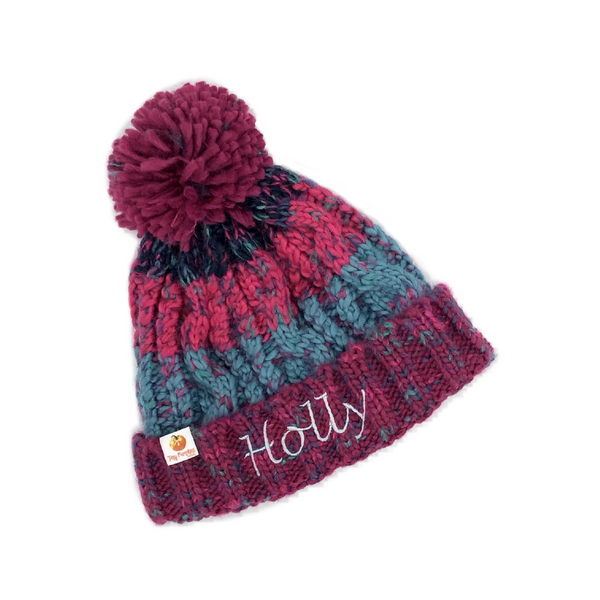 Pumpkin Kids Personalised Corkscrew Pom Pom Beanie